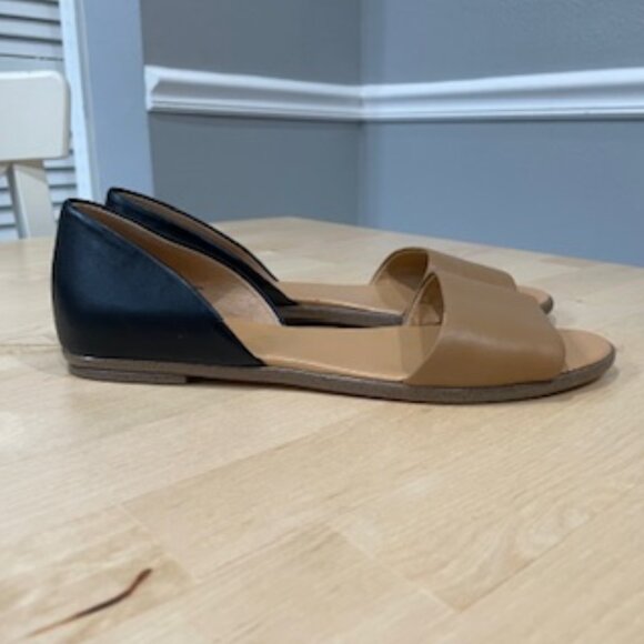 J. Crew Morgan Leather Peep Toe Flats - Picture 1 of 10